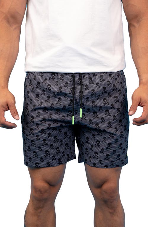 Maceoo Swim Lion Skull & Crossbones Swim Trunks in Grey at Nordstrom, Size 3