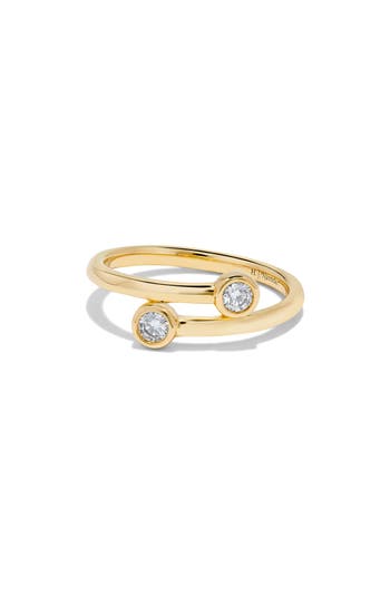 H.j. Namdar 14k Gold Bezel Set Diamond Crossover Band Ring In Yellow Gold