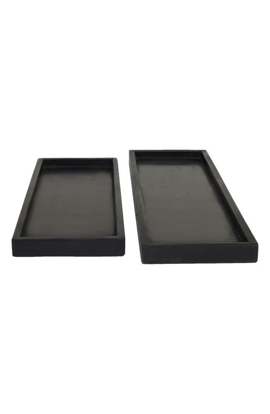 Vivian Lune Home Set Of 2 Marble Trays In Black