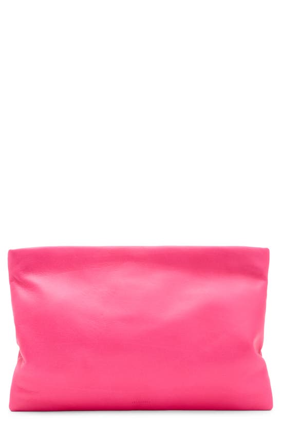 Allsaints Bettina Leather Clutch In Hot Pink