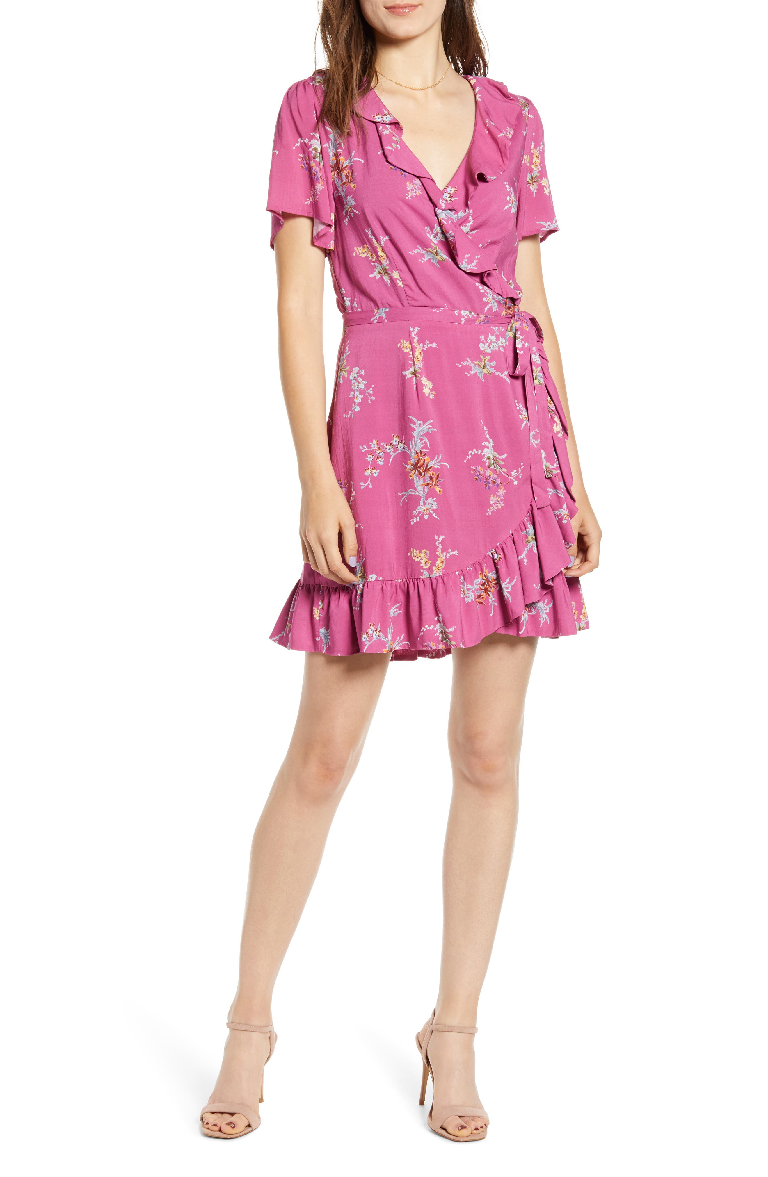 Paige Cardamom Wrap Dress, Pink