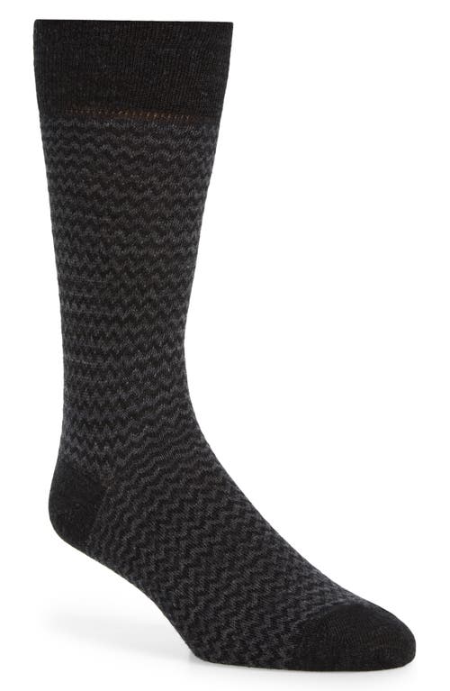 Lorenzo Uomo Chevron Wool Blend Dress Socks in Charcoal