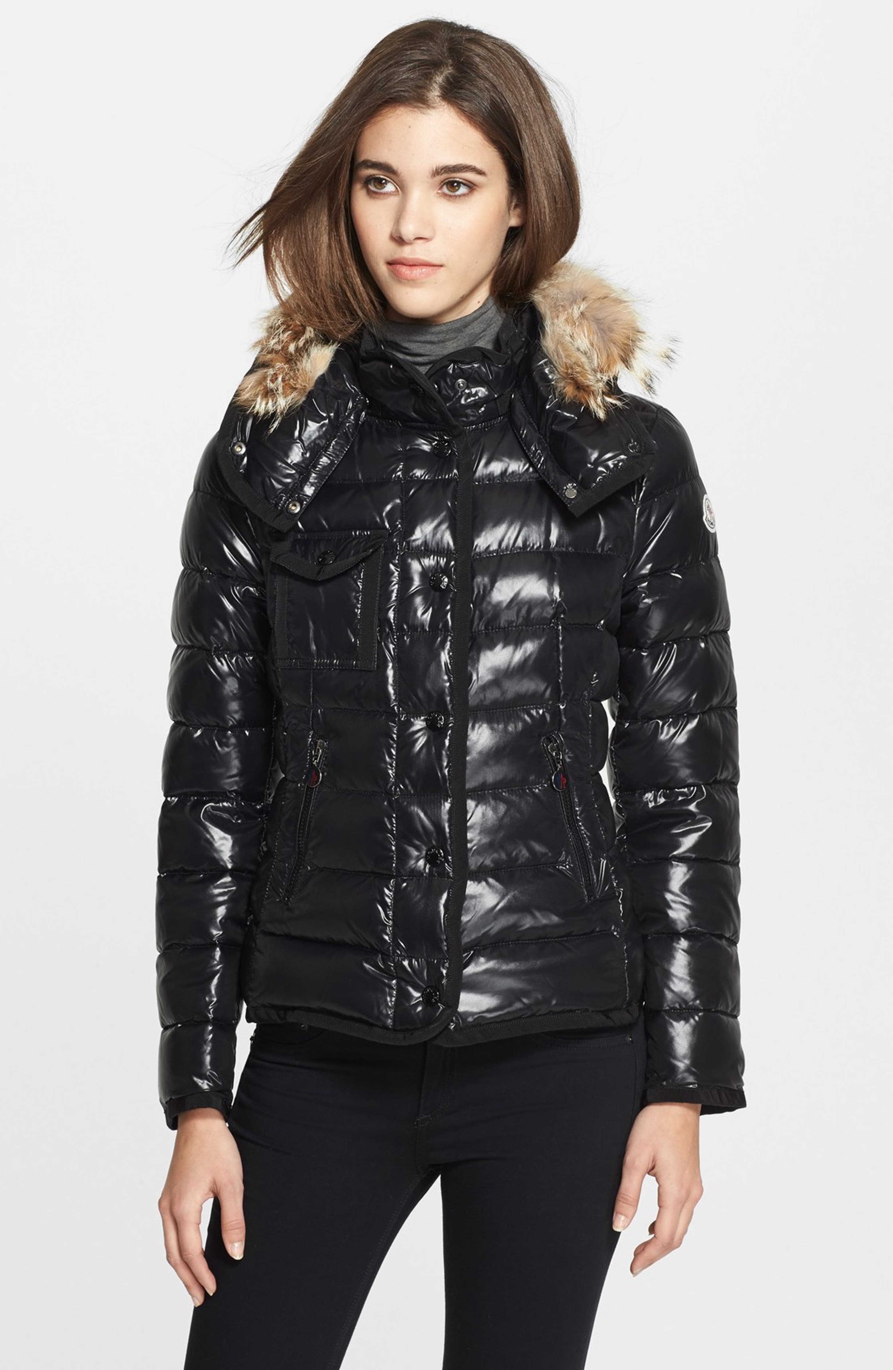 Moncler 'Armco' Genuine Coyote Fur Trim Goose Down Jacket with ...