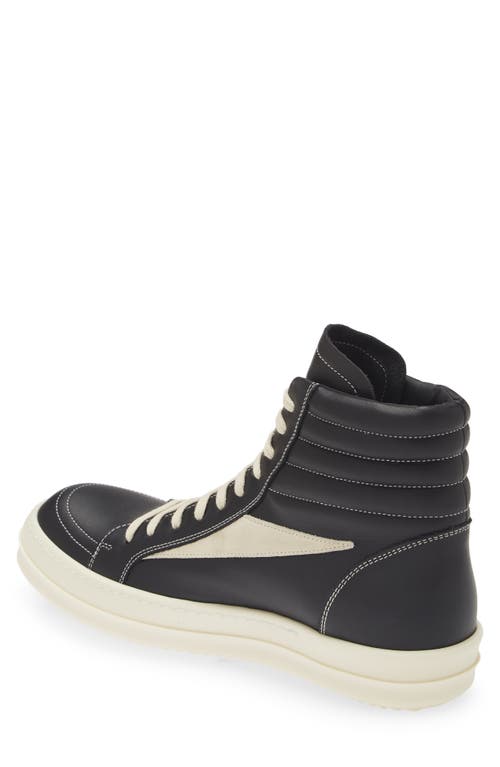 Rick Owens Vintage Suede-trimmed Leather High-top Sneakers In Black/ Milk/ Milk