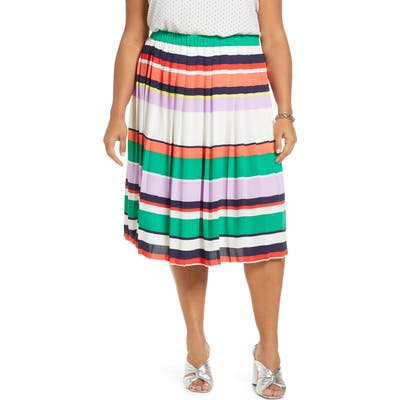 Plus Size Halogen Pleated Midi Skirt, Ivory