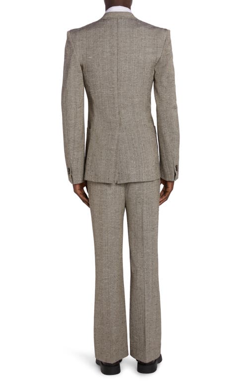 Bottega Veneta Knotted Melange One-button Suit Jacket In 2515 Brown/white/blue