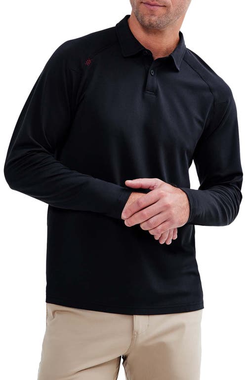 Rhone Delta Piqué Long Sleeve Golf Polo in Black