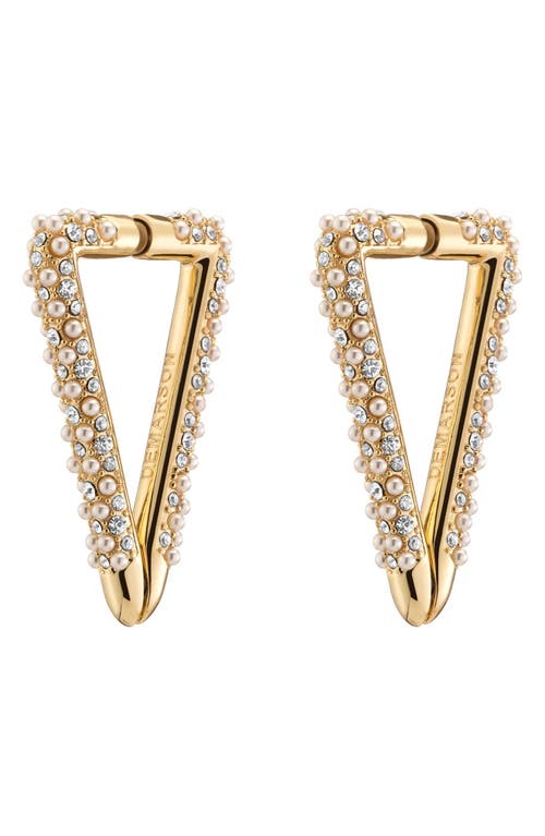 DEMARSON Vera Caviar Imitation Pearl & Pavé Crystal Drop Earrings in Gold/Pearl