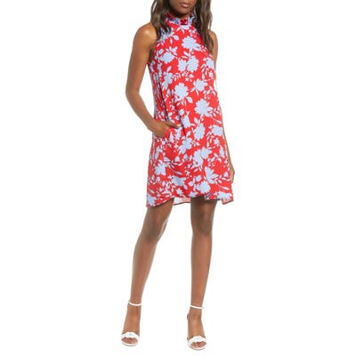Petite Gibson X Hi Sugarplum! Cavallo Ruffle Neck Date Dress, Red