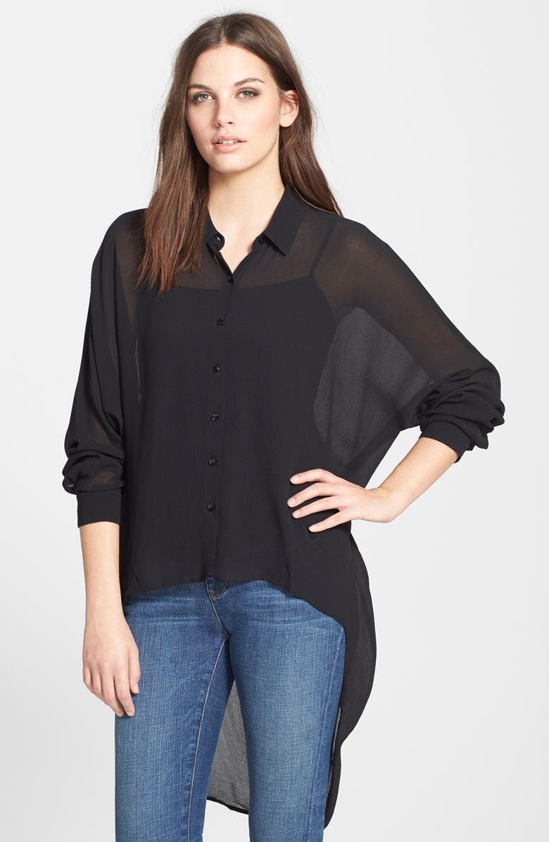 Eileen Fisher The Fisher Project Crinkled Silk Crepe High-Low Shirt ...
