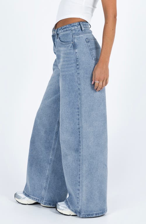 Shop Princess Polly Naylor Mid Rise Wide Leg Jeans In Blue