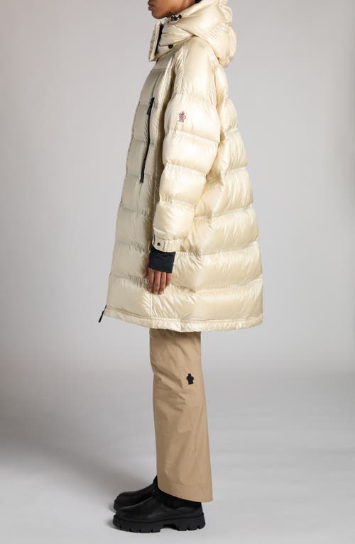 Moncler Grenoble Rochelairs Down Long Parka In Camel