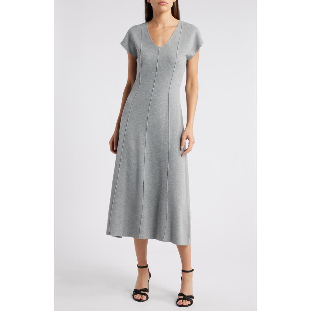 ZOE AND CLAIRE Short Dolman Sleeve Midi Sweater Dress in Heather Grey