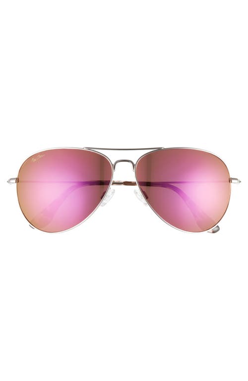 Maui Jim Mavericks 61mm Mirrored Polarizedplus2® Aviator Sunglasses In Rose Gold/maui Sunrise