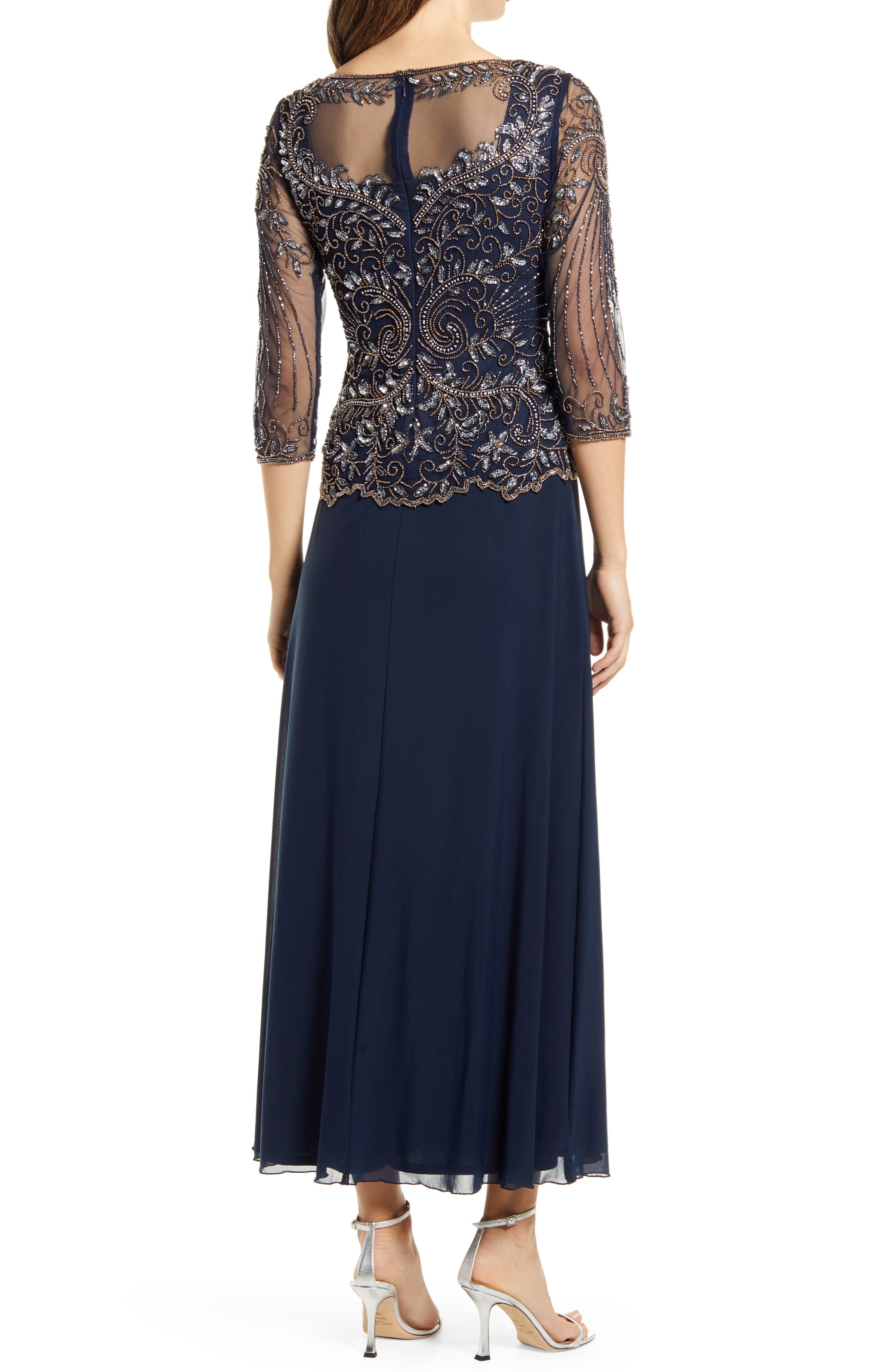 pisarro nights navy beaded dress