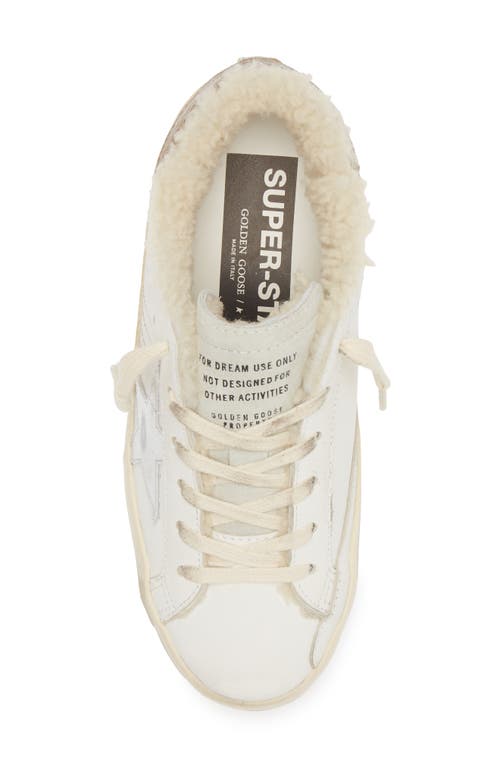 Golden Goose Super-star Genuine Shearling Low Top Sneaker In White/silver
