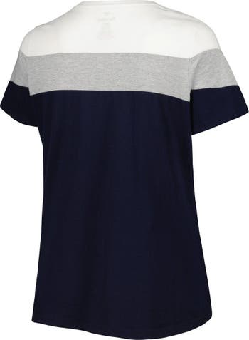 Detroit Tigers Women's Plus Size Colorblock T-Shirt - Navy/Heather Gray