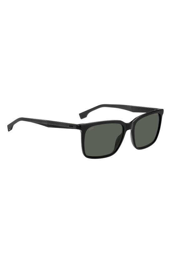 Shop Hugo Boss 57mm Rectangular Sunglasses In Black