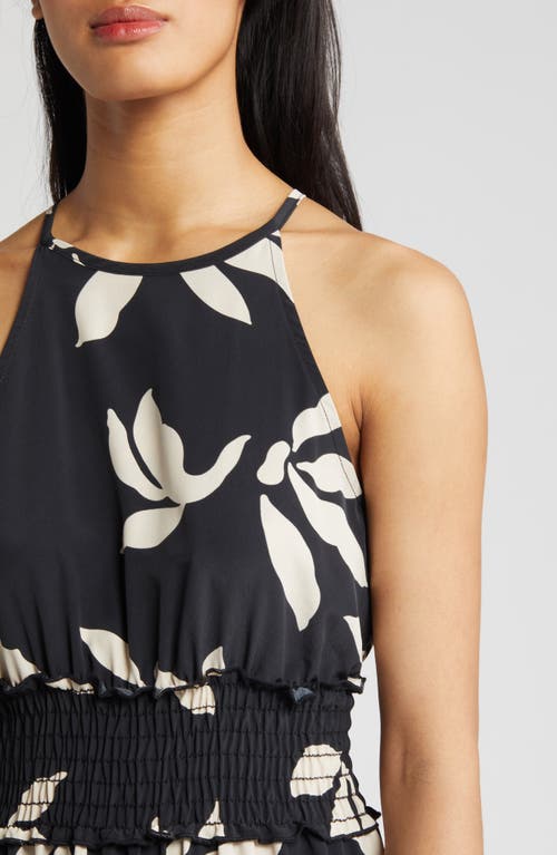 Shop Loveappella Floral Print Sleeveless Maxi Dress In Black/nat