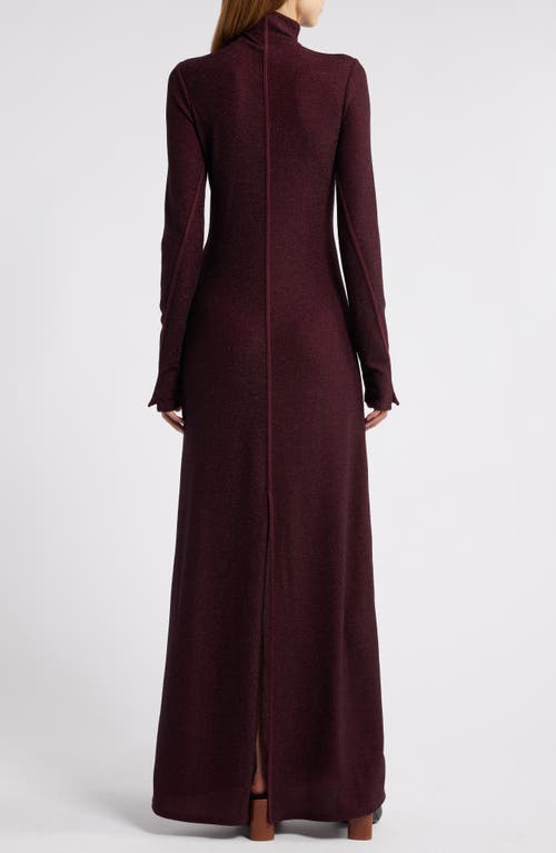 Shop Rag & Bone Lilith Metallic Long Sleeve Turtleneck Maxi Sweater Dress In Burgundy