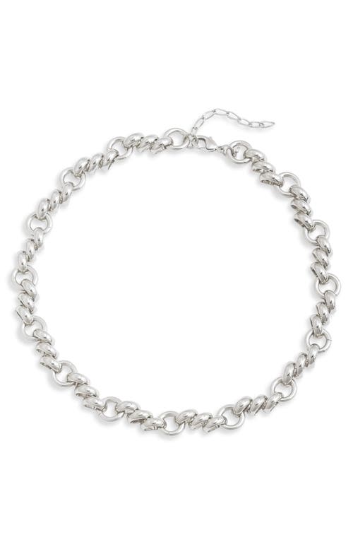 Fancy Staggered Chain Necklace in Rhodium