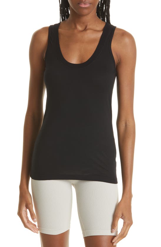 Monrow Scoop-neck Narrow Tank In Black