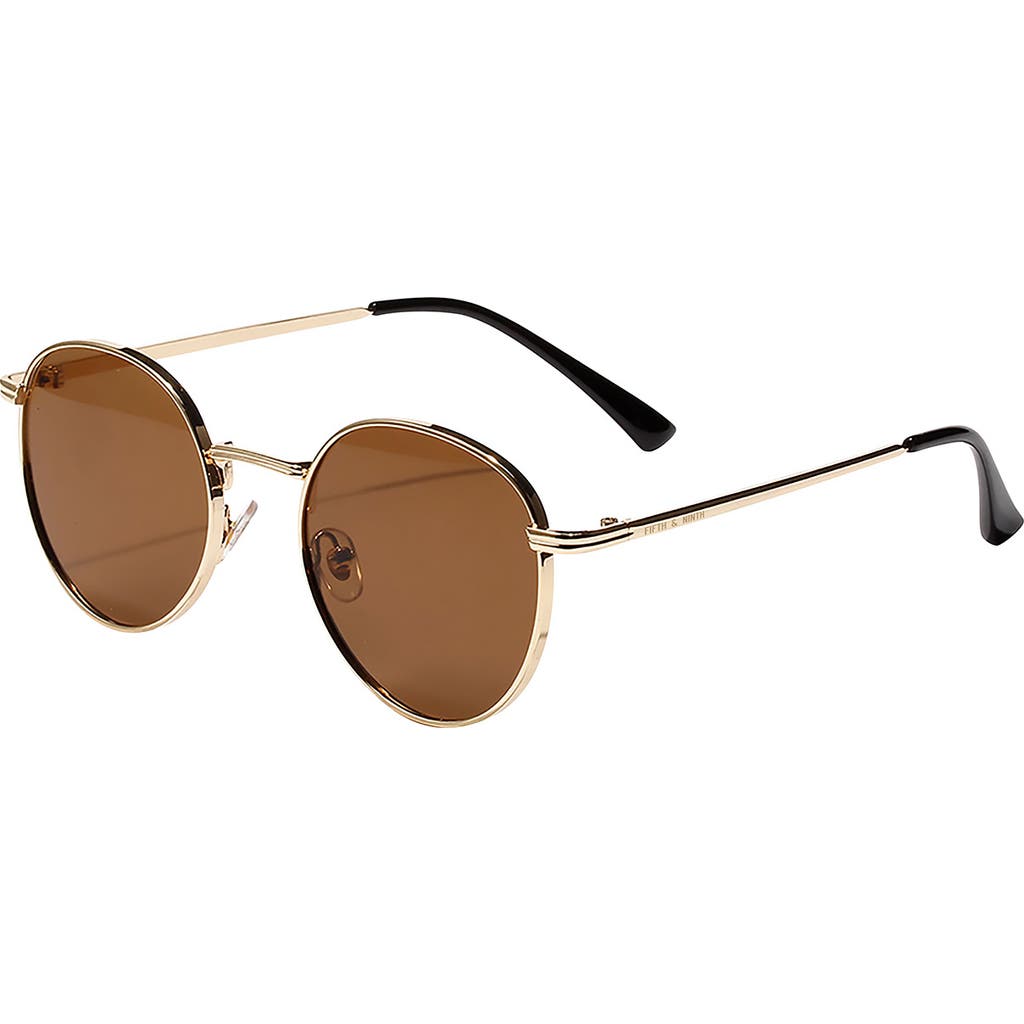 Fifth & Ninth Jackson 50mm Round Sunglasses In Gold/brown