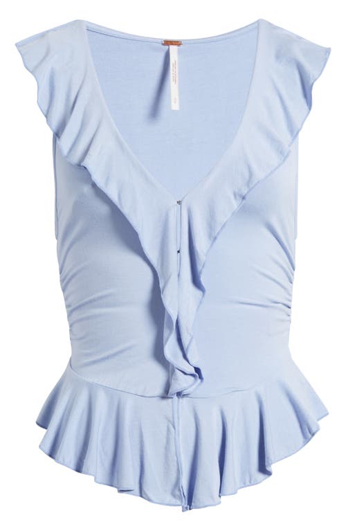 Shop Free People Ruffle Me Away Top In Blue Heron