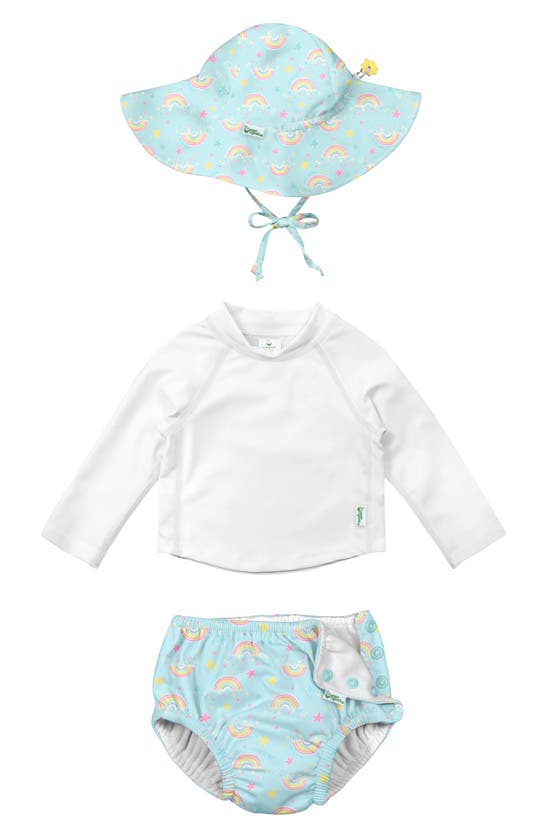 Green Sprouts Babies' Sun Hat, Long Sleeve Rashguard & Reusable Swim Diaper Set In Multi