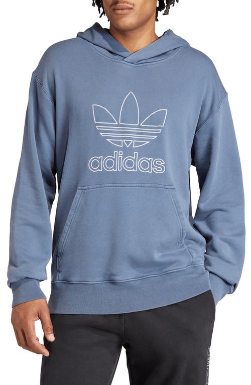 adidas Adicolor Trefoil Outline Cotton French Terry Hoodie Preloved Ink at Nordstrom, R