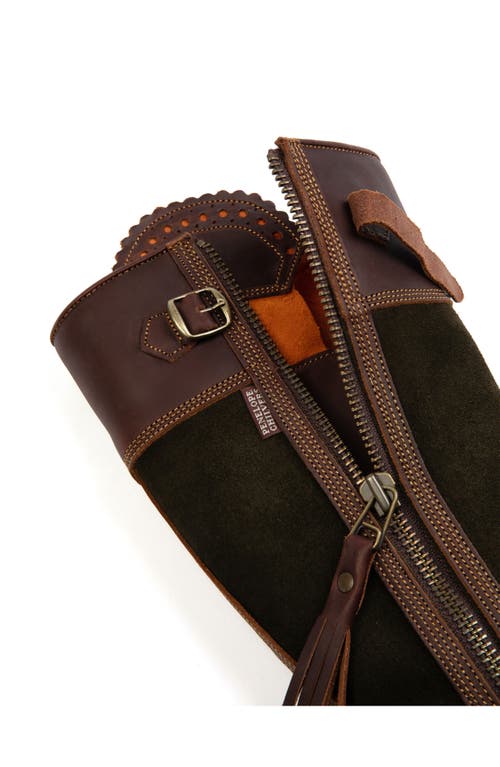 Penelope Chilvers Inclement Long Tassel Waterproof Boot In Seaweed/conker