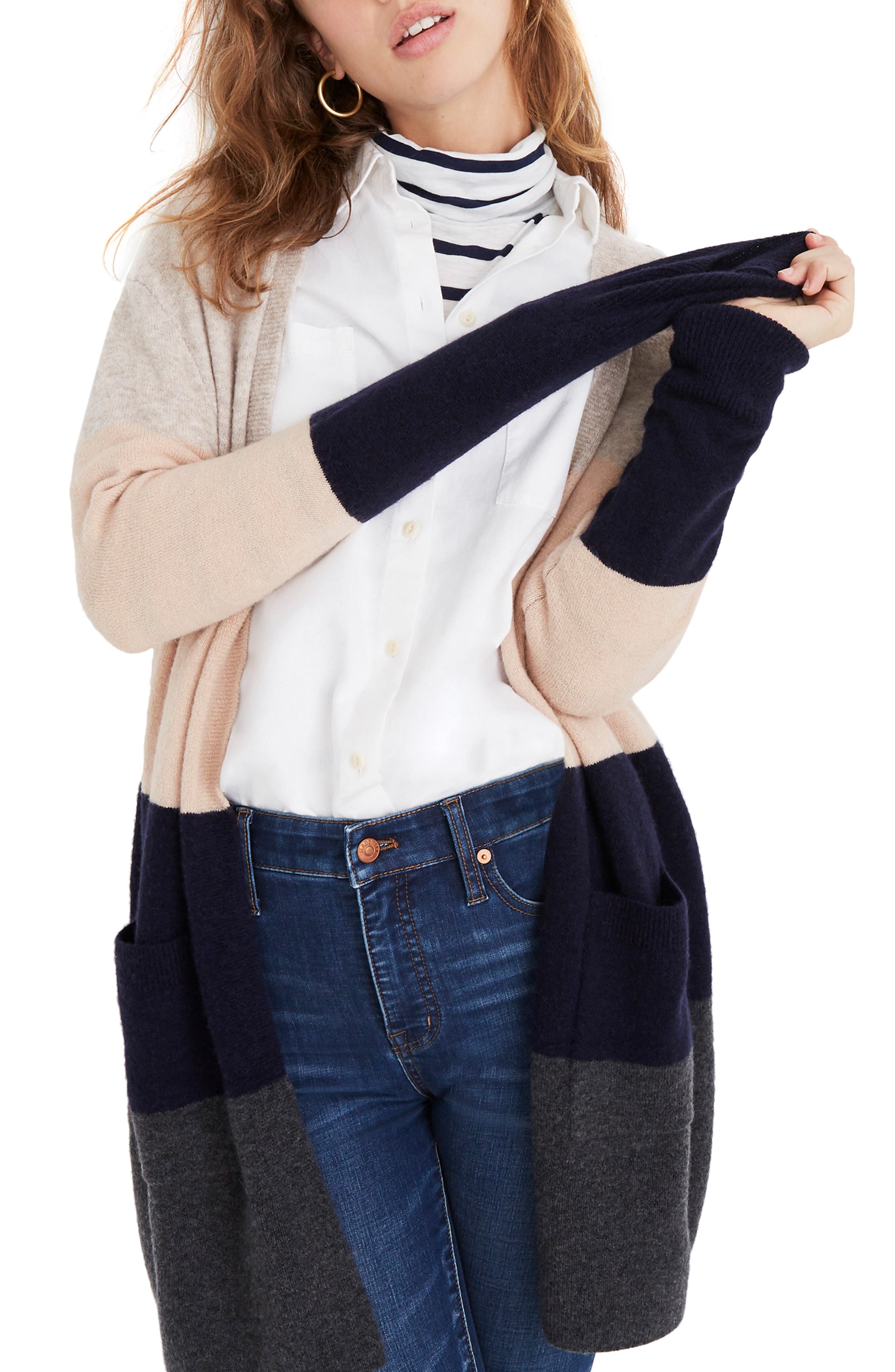 kent colorblock long cardigan