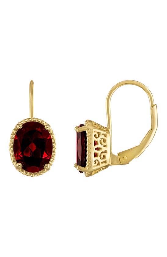 Fzn 14k Gold Plate Citrine Drop Earrings In Garnet