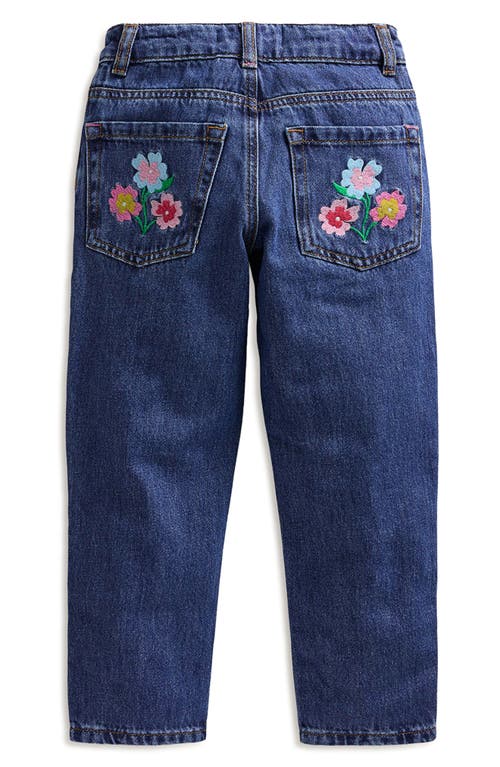 Shop Mini Boden Kids' Floral Embroidered Denim Jeans In Mid Vintage Floral Embroidery