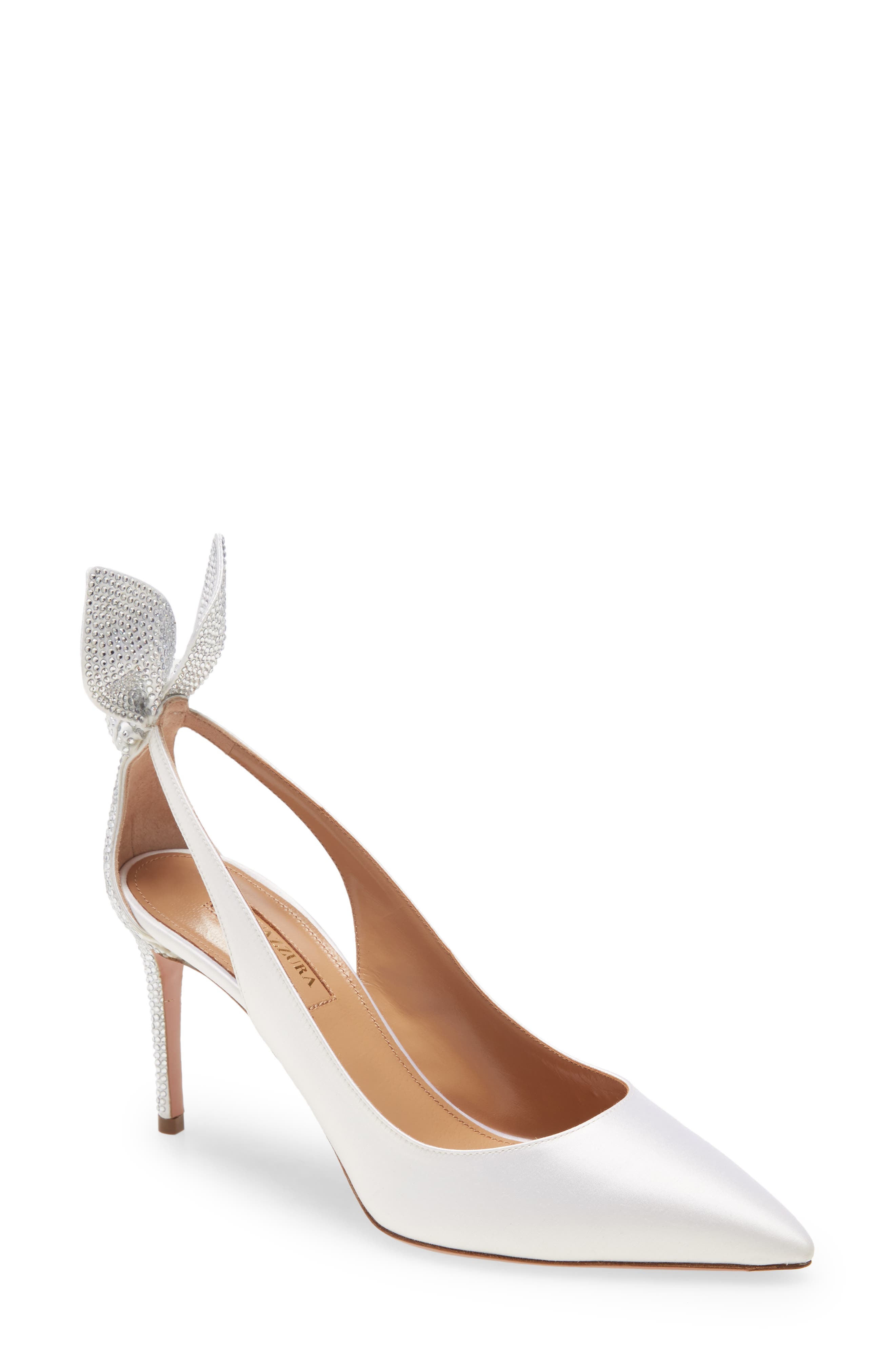 aquazzura deneuve bow pointy toe pump