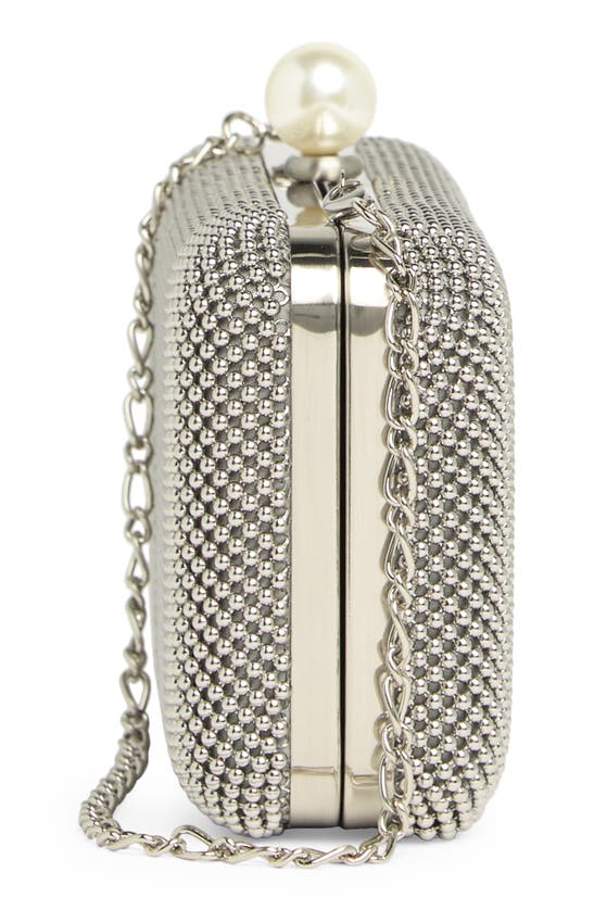 Shop Whiting & Davis Cassie Imitation Pearl Minaudiere In Pewter