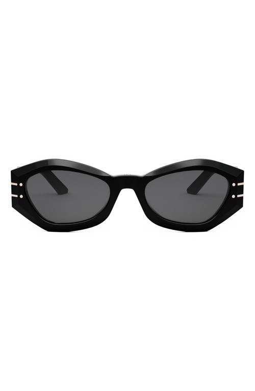 'DiorSignature B1U 55mm Butterfly Sunglasses in Shiny Black /Smoke at Nordstrom