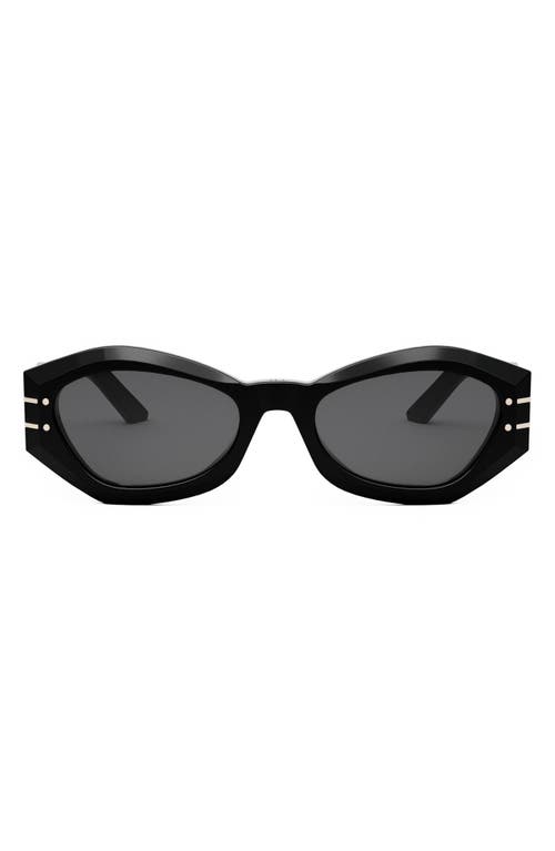 'DiorSignature B1U 55mm Butterfly Sunglasses in Shiny Black /Smoke 