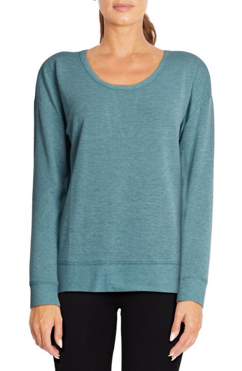 The Balance Collection Womens Yoga Crossover Drape Front Long Sleeve Shirt