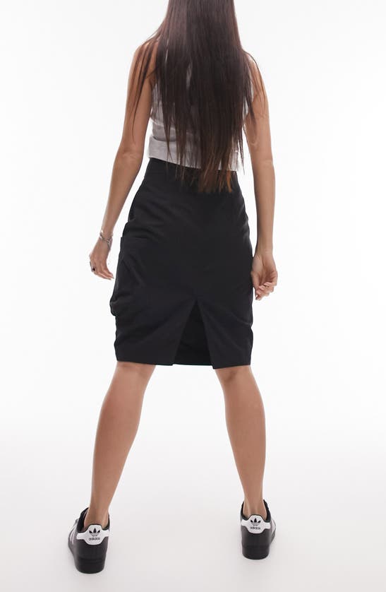 Shop Topshop Utility Nylon Midi Skirt In Black