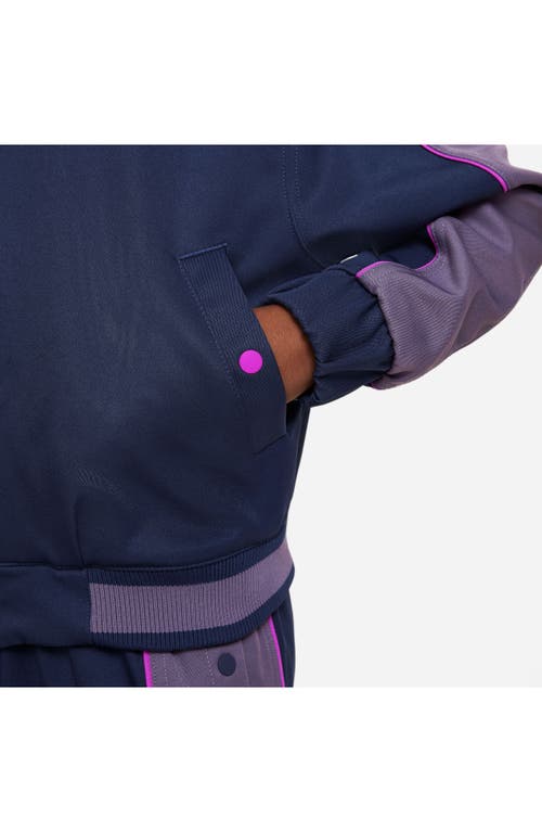 Shop Nike Kids' Lebron James Dri-fit Oversize Track Jacket In Midnight Navy/purple