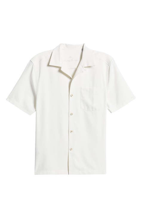 Men's Tommy Bahama Cream New York Yankees Paradise Fly Ball Camp Button-Up Shirt
