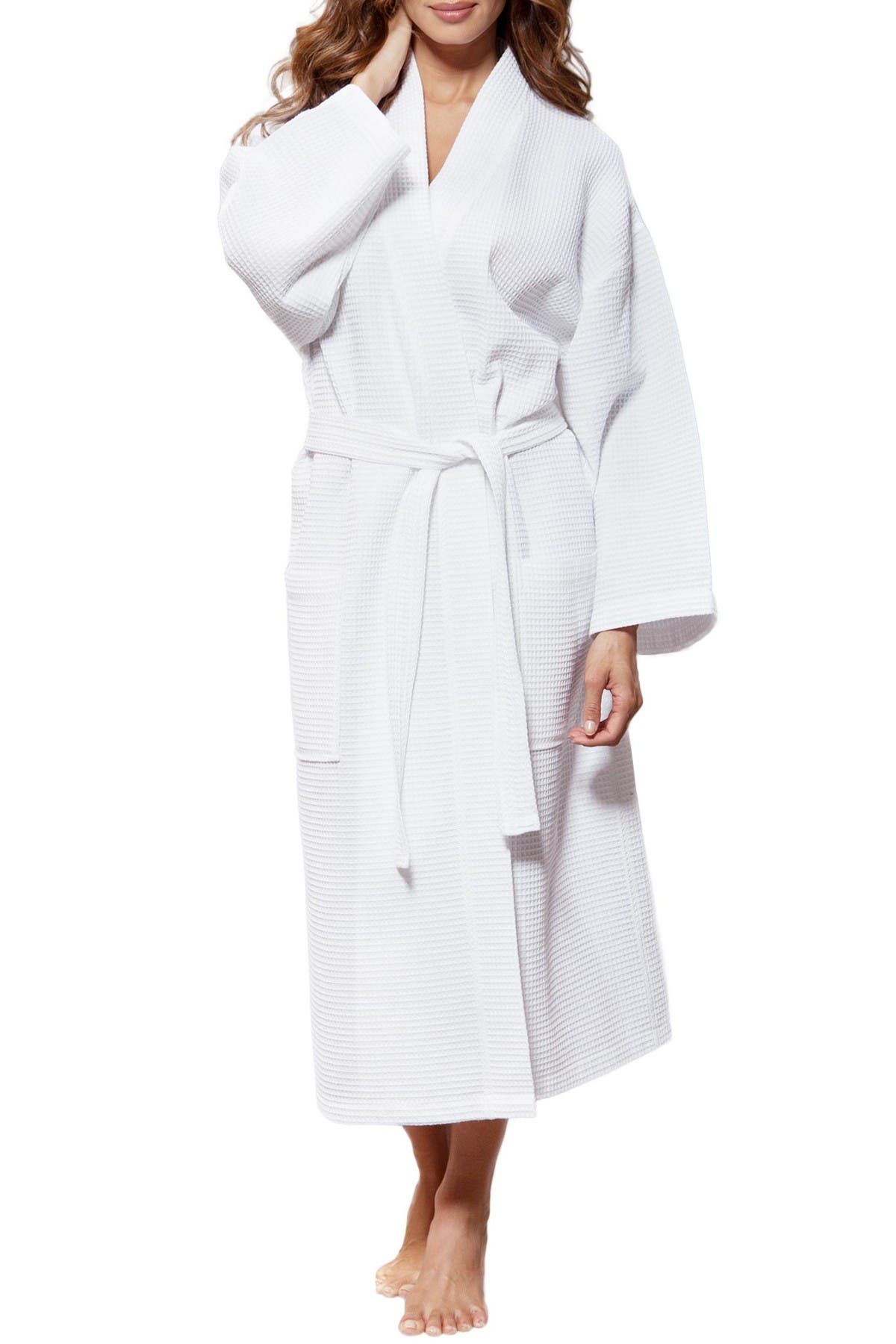 H2 Home Collection Hotel Waffle Robe In White