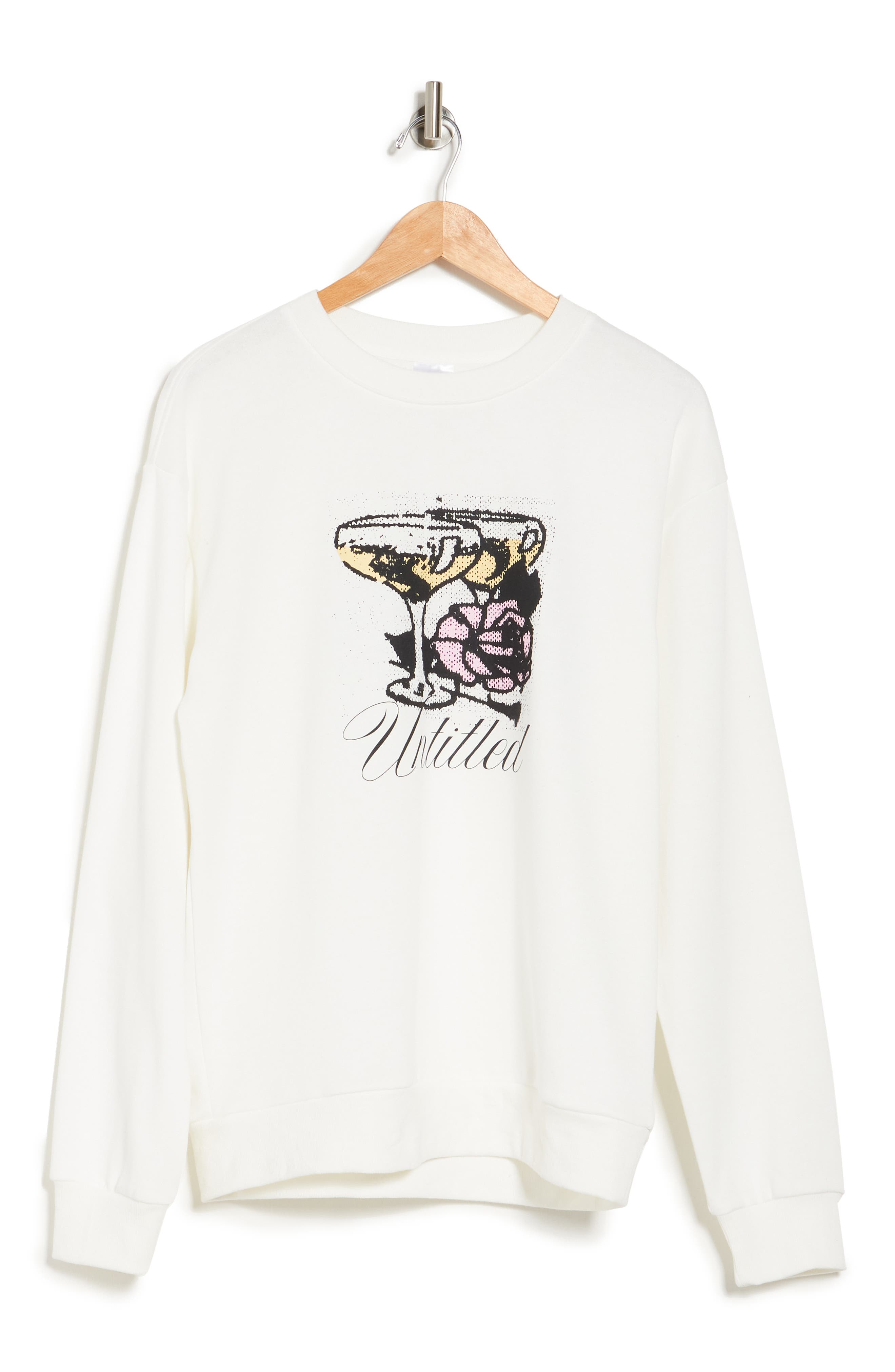 Designs Untitled Dine Out Crew Neck Knit Sweatshirt In White