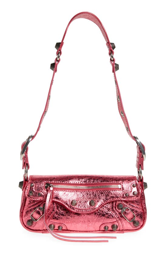 Shop Balenciaga X-small Le Cagole Metallic Leather Shoulder Bag In Pink