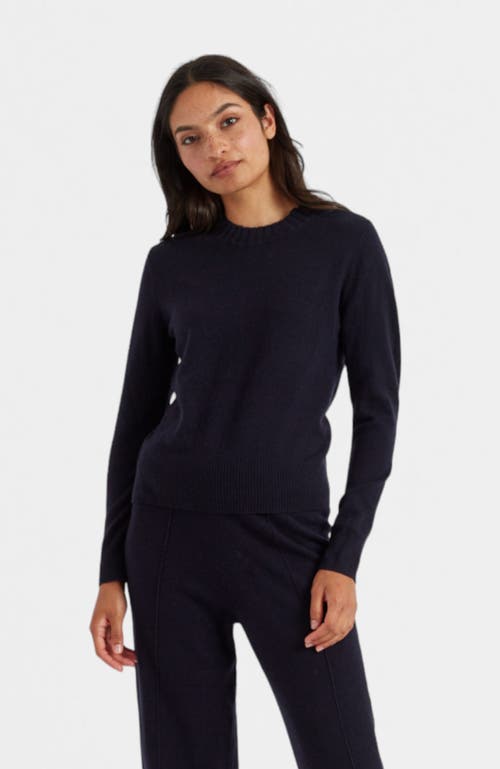 Shop Chinti & Parker Wool & Cashmere Cropped Sporty Sweater In Navy