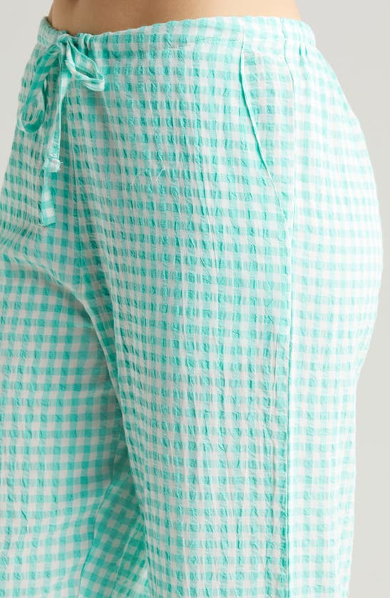 Shop Papinelle Gingham Seersucker Pajamas In Light Teal