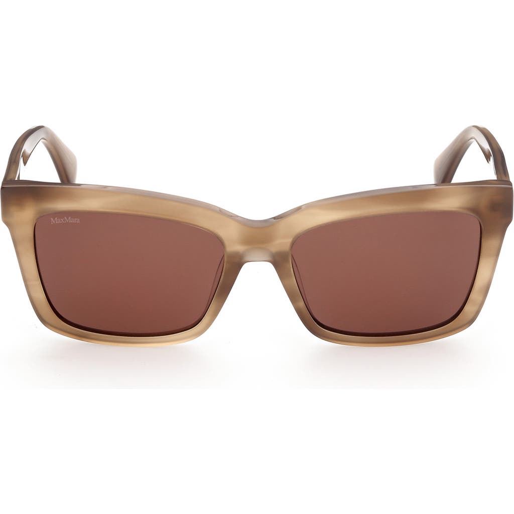 Shop Max Mara 55mm Rectangular Sunglasses In Light Brown/other/brown