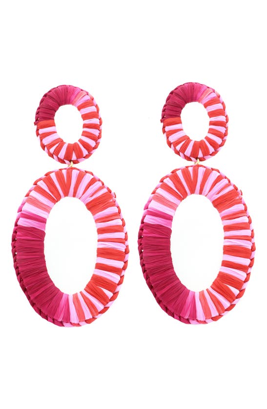 Shop Panacea Mix Raffia Wrapped Drop Earrings In Pink