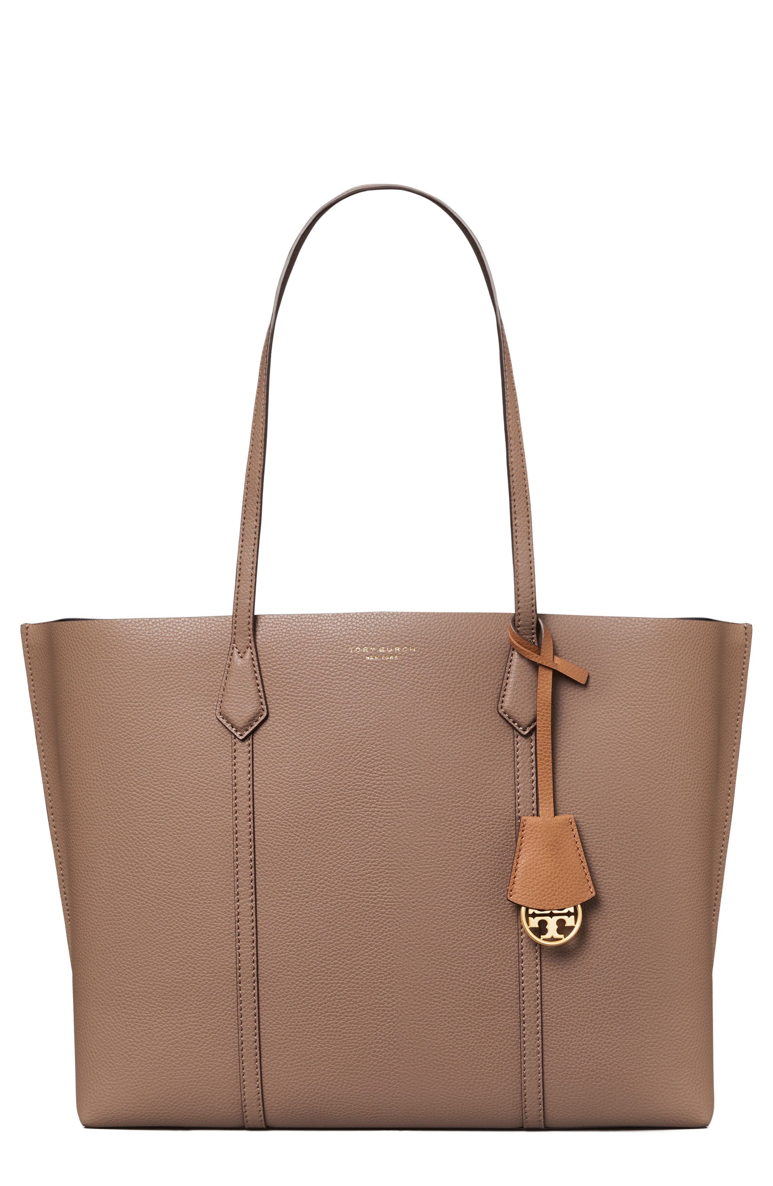 PERRY SMALL TRIPLE-COMPARTMENT LEATHER TOTE BAG